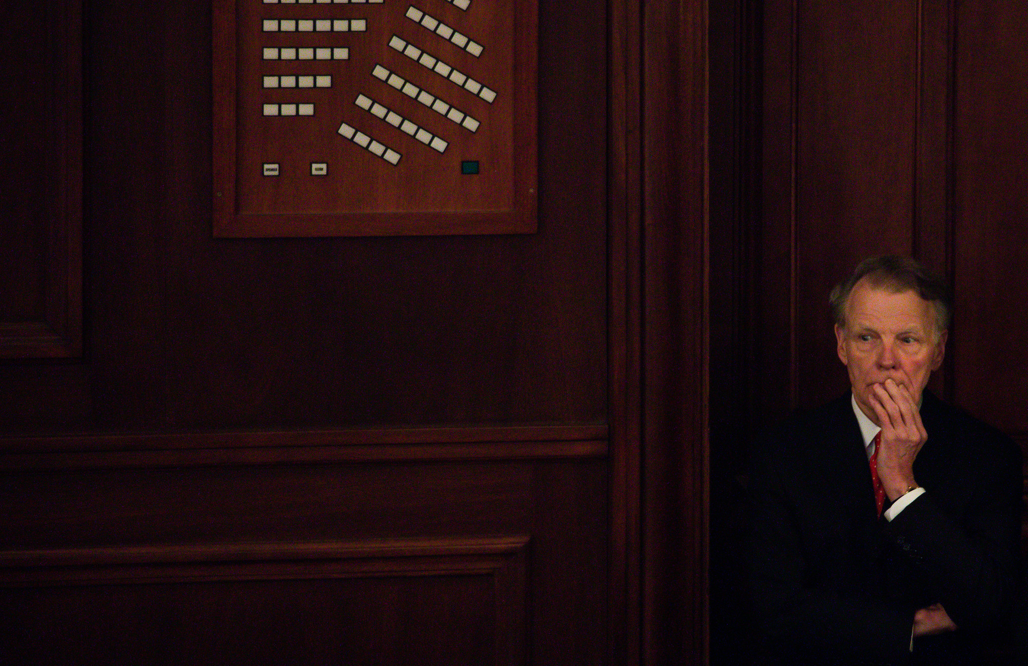 House Speaker Michael Madigan watches as the Illinois House votes...