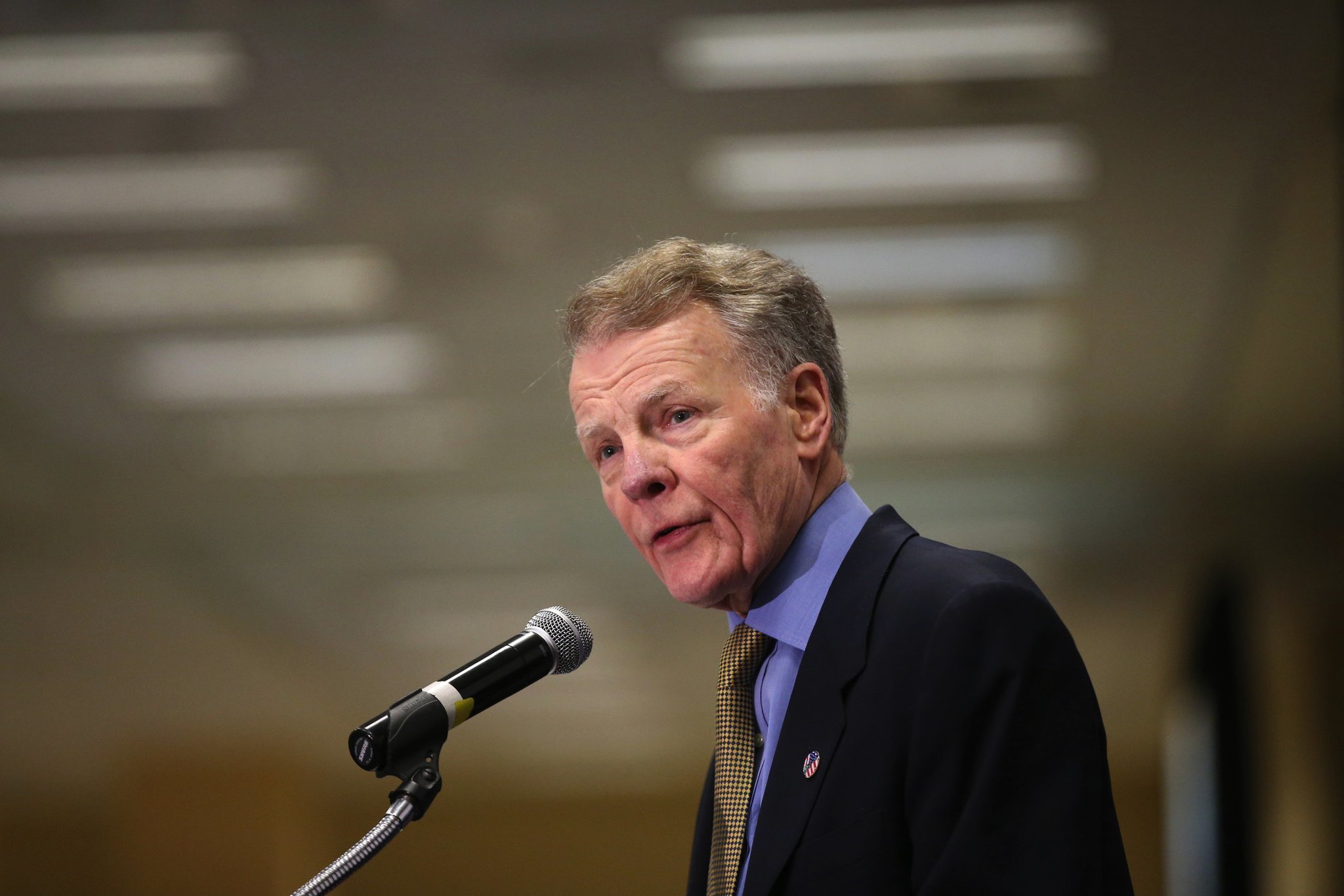 House Speaker Michael Madigan speaks Aug. 17, 2017, at the...