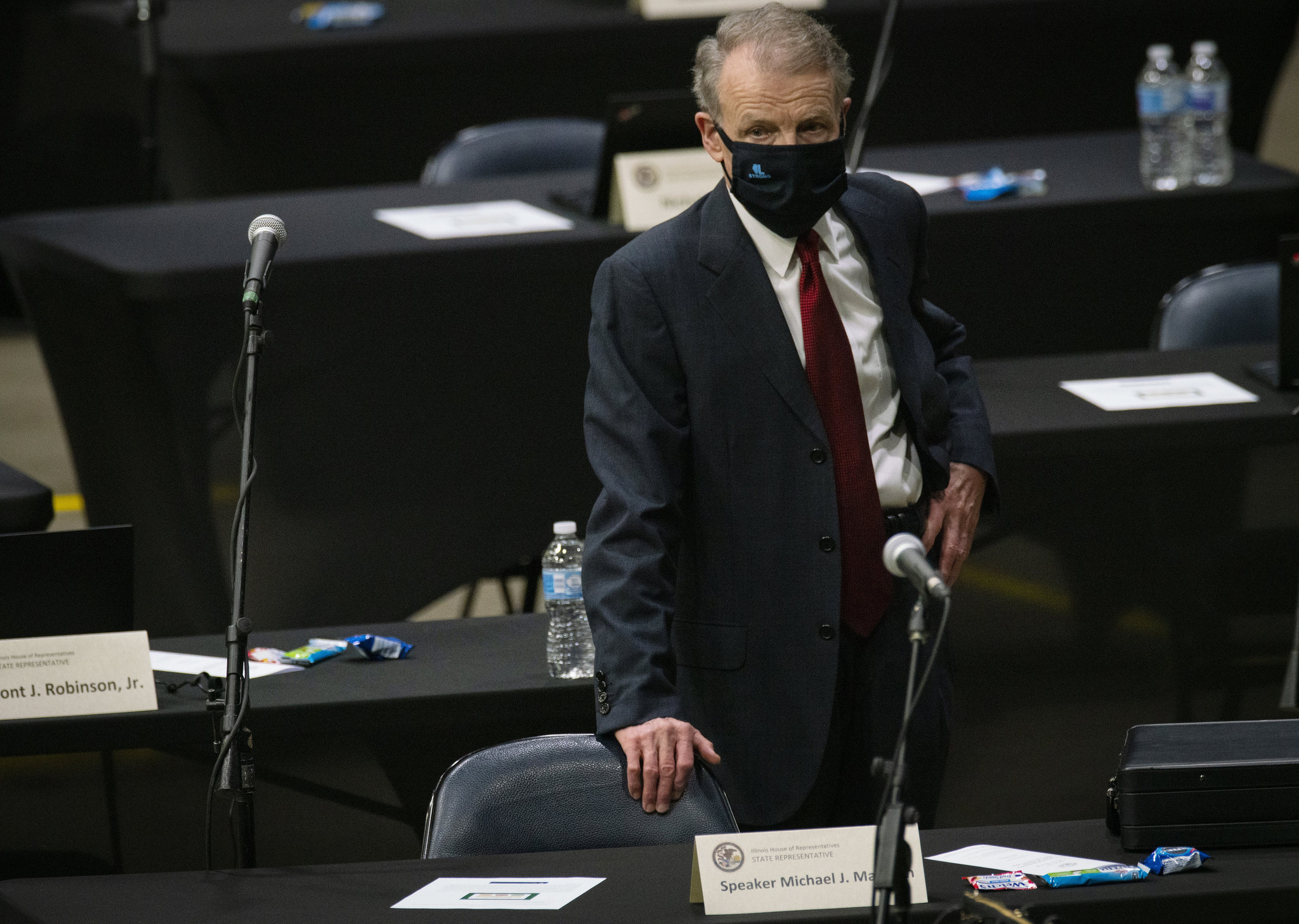 Speaker Michael Madigan on the floor as the Illinois House...