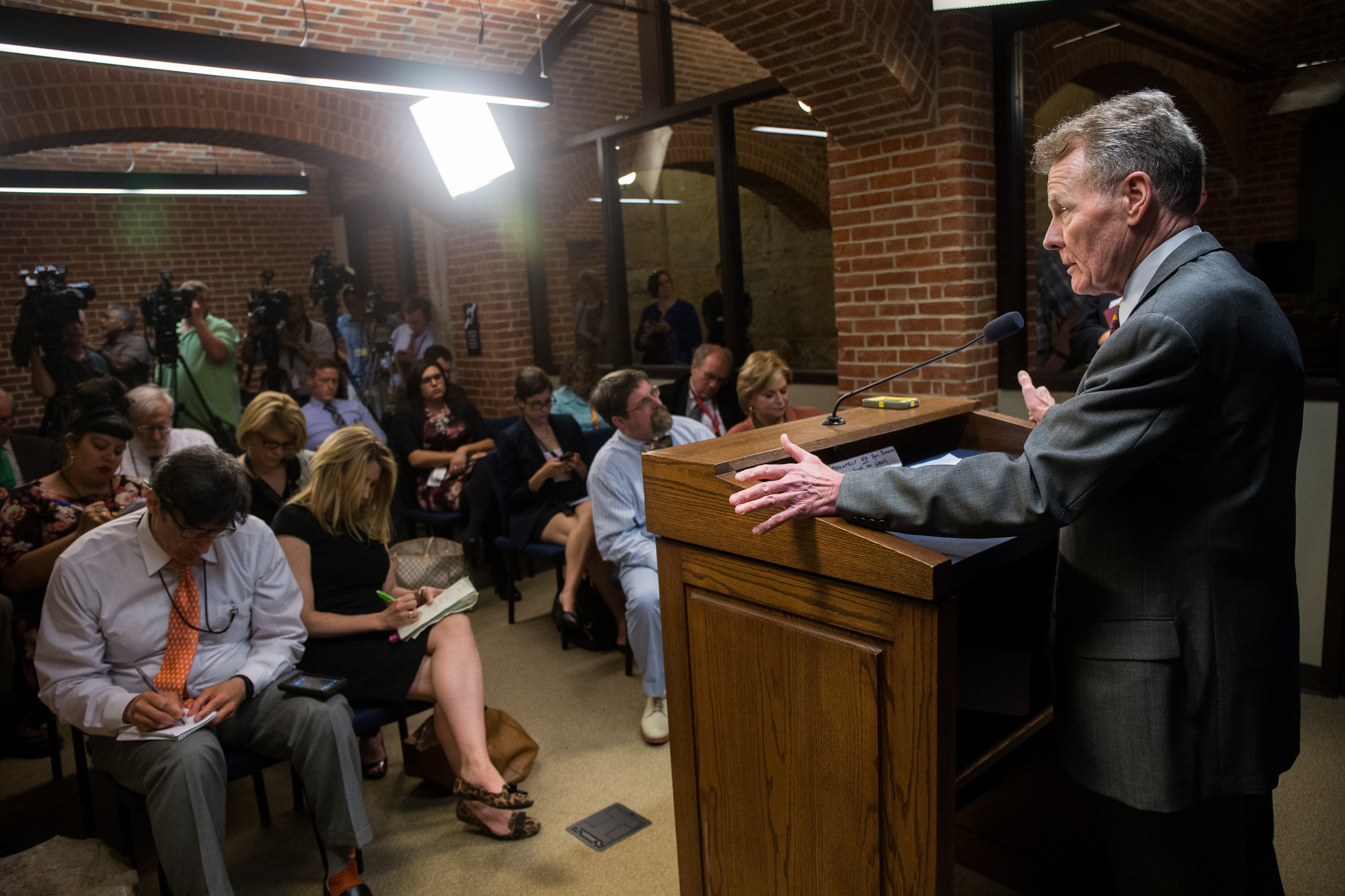 Michael Madigan speaking to the media on June 30, 2015.