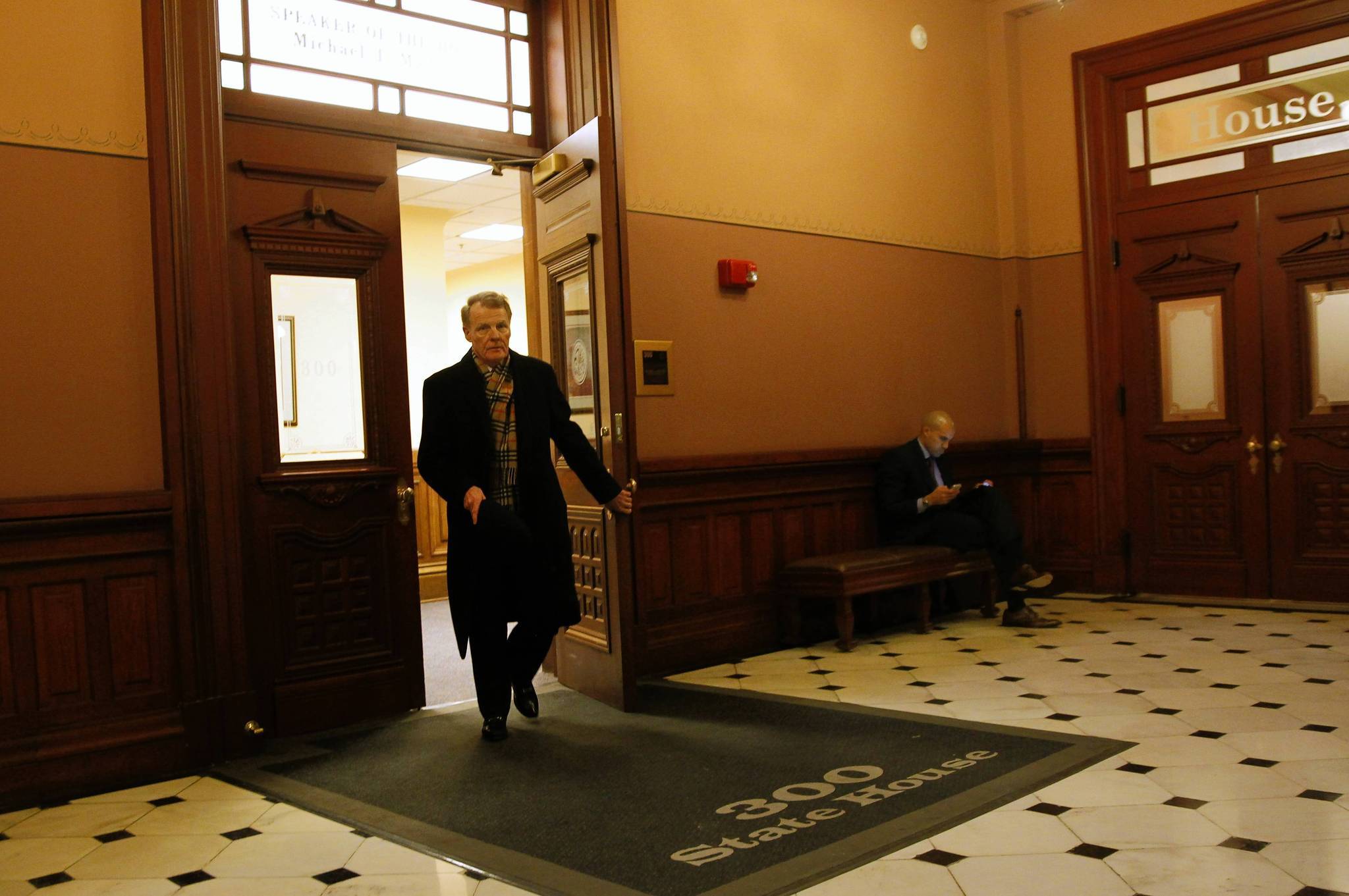 House Speaker Michael Madigan leaves his Capitol office Feb. 28,...