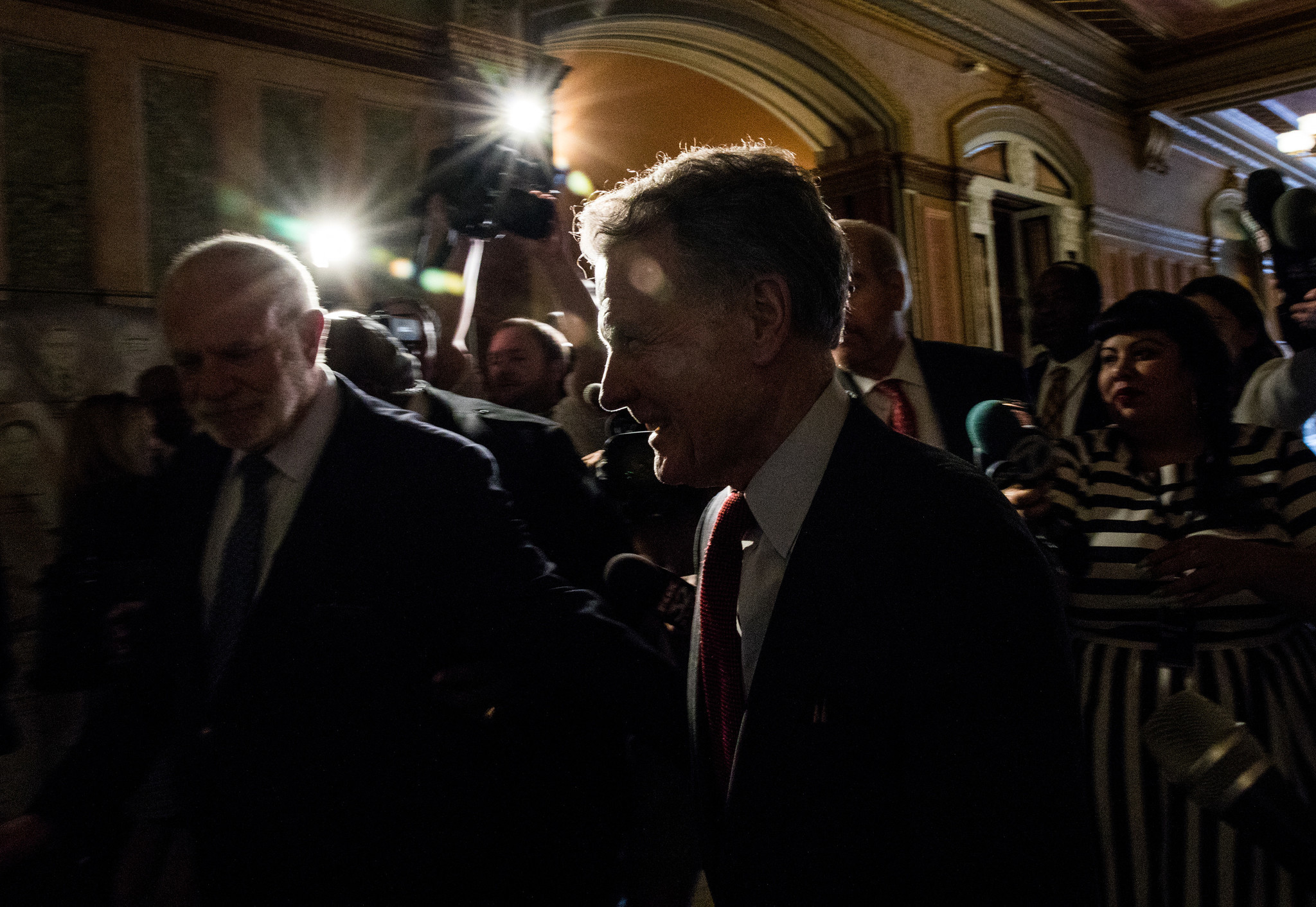 Speaker of the House Michael Madigan leaves after the Democratic...