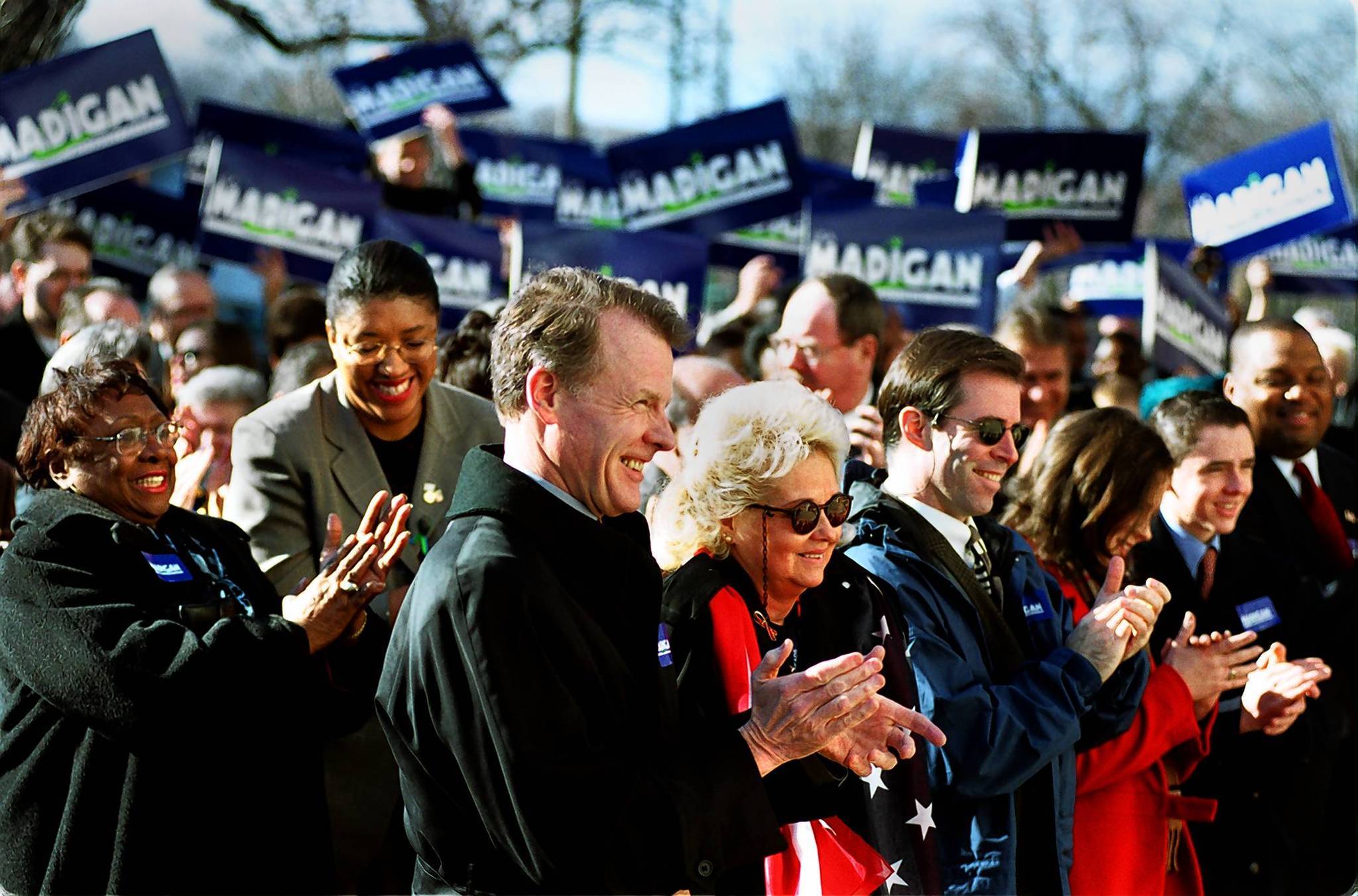 House Speaker Michael Madigan and his wife, Shirley, join supporters...