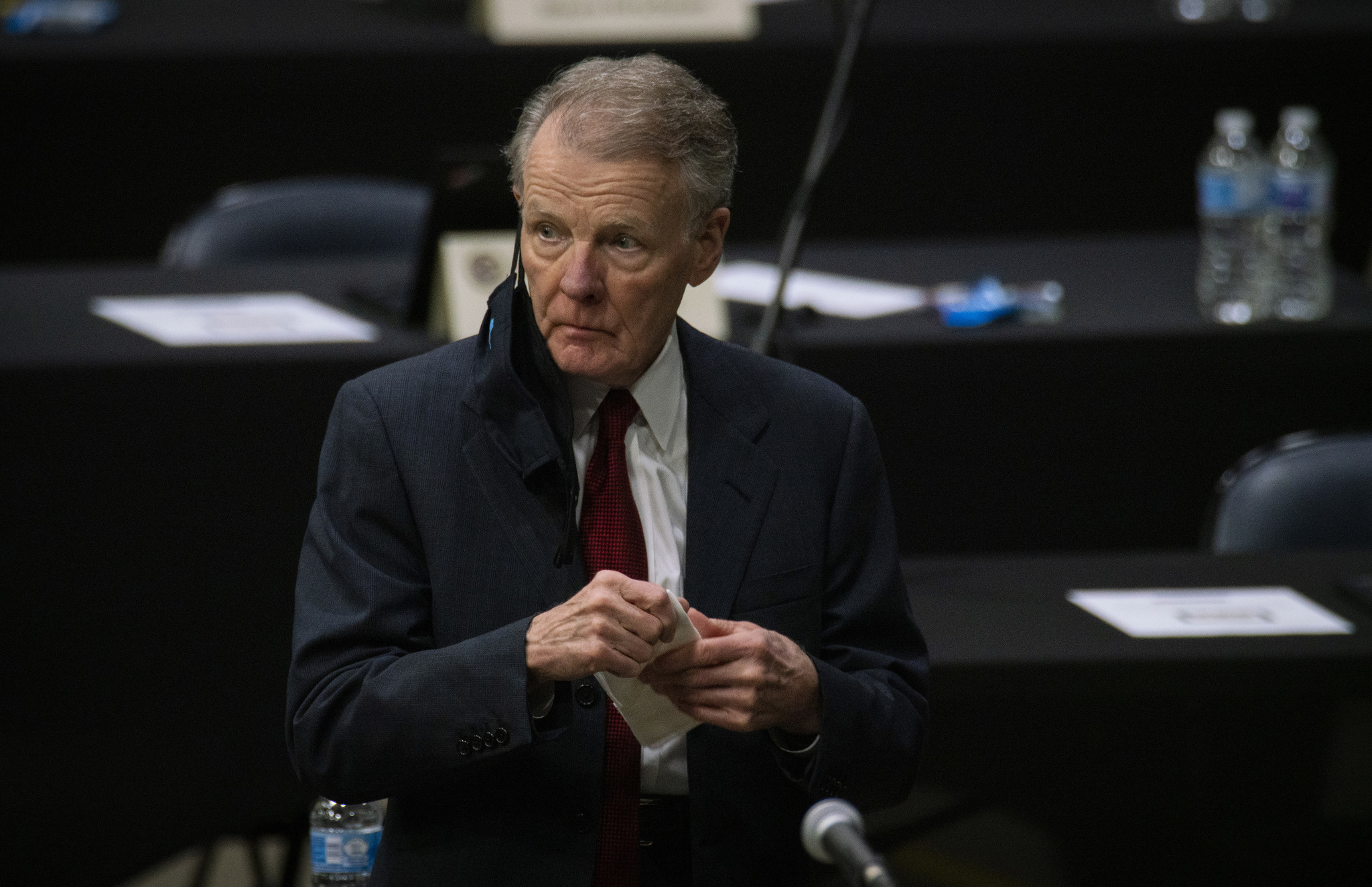 Speaker Michael Madigan works the floor as the Illinois House...