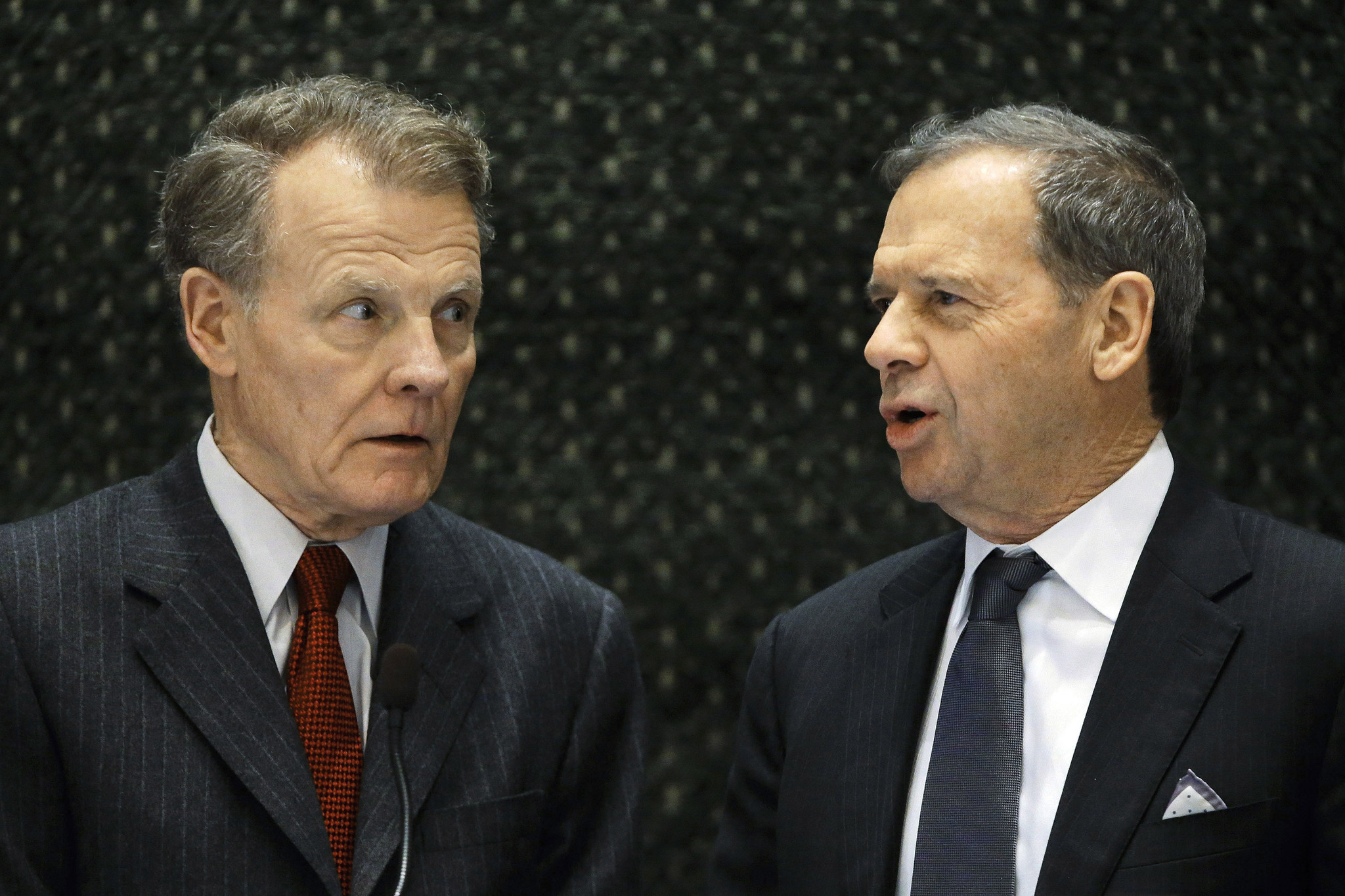 House Speaker Michael Madigan and Senate President John Cullerton on...