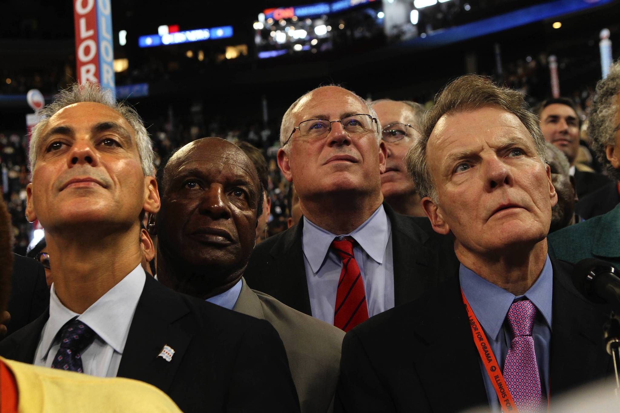 Chicago Mayor Rahm Emanuel, from left, Secretary of State Jesse...