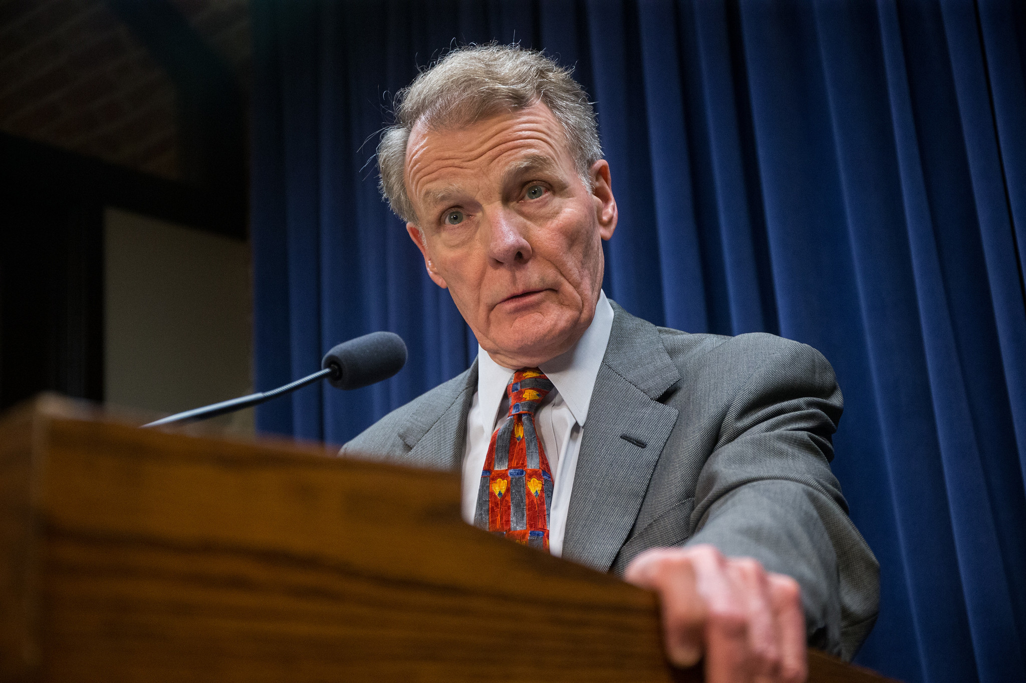 House Speaker Michael Madigan holds a news conference at the...